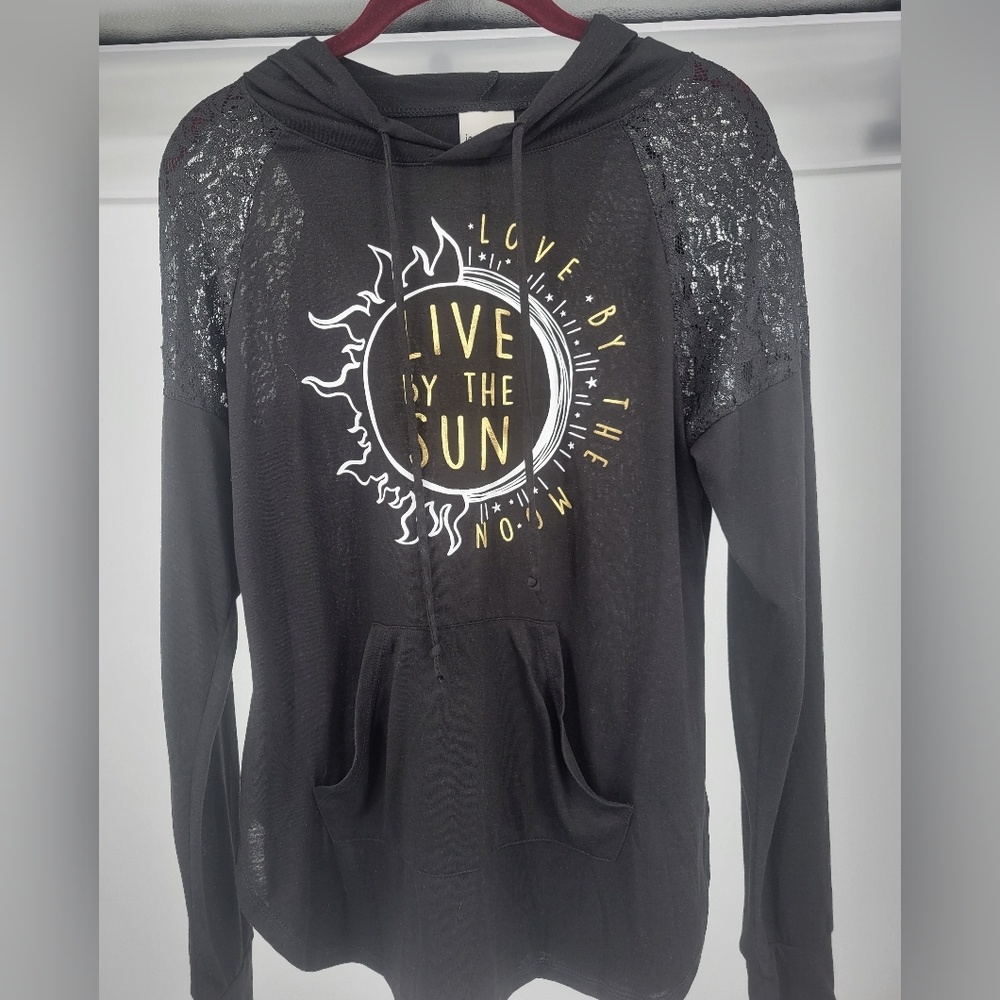 Jerry Leigh Black Graphic Hoodie, Size Med